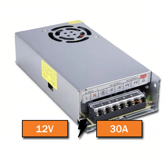 fonte 30Ah 12v para cameras de segurança cftv e fitas de les